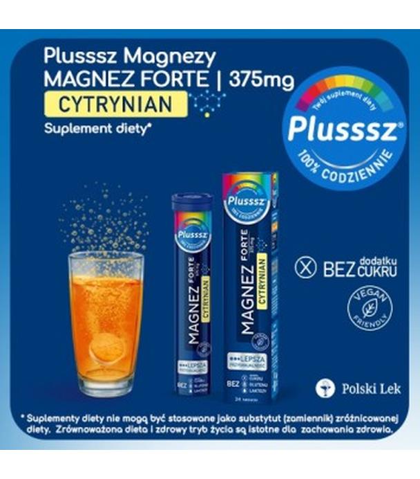 Plusssz Magnez Forte Cytrynian 375 mg, 24 tabl. mus., cena, opinie, właściwości