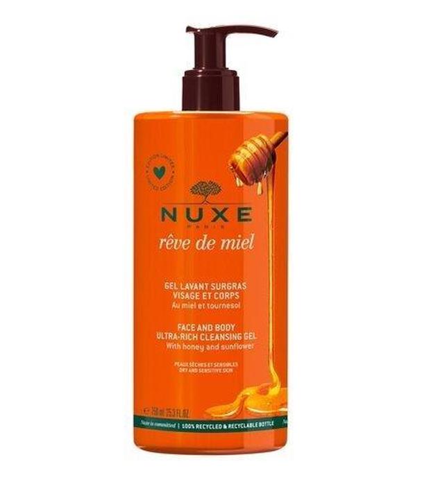 Nuxe Reve de Miel, żel do mycia twarzy i ciała, ultrabogaty, 750 ml