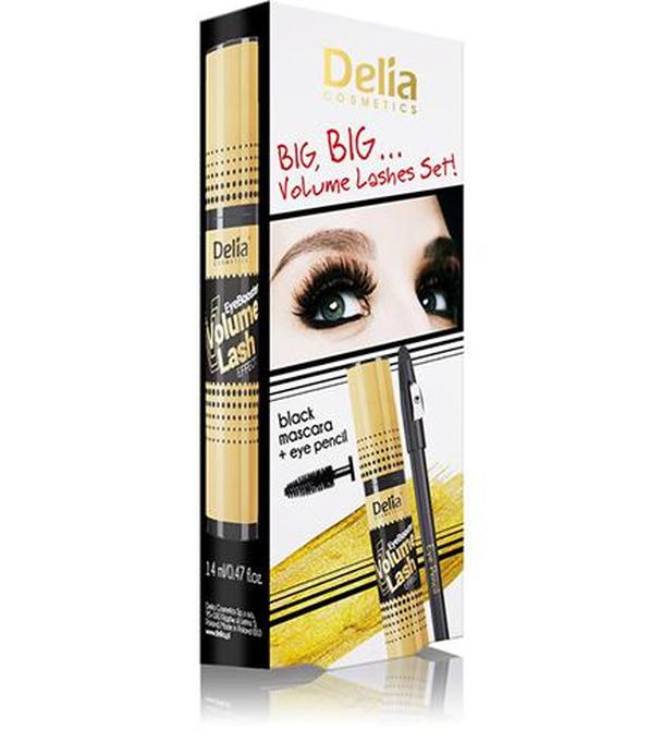 Delia Big Big Volume Lashes Set! Mascara Eye Booster Volume Lashes + Eye pensil black - 14 ml + 1 szt. - cena, opinie, stosowanie