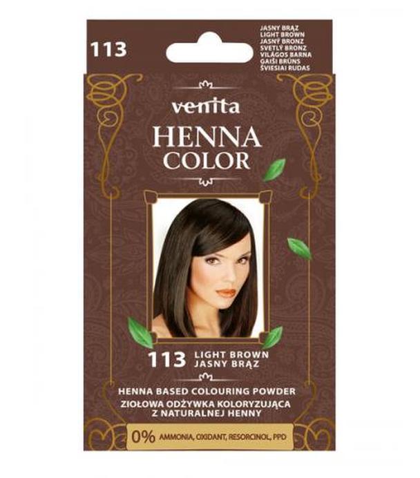 Venita Henna Color, ziołowa odżywka koloryzująca z naturalnej henny, 113 Jasny Brąz, 25 g