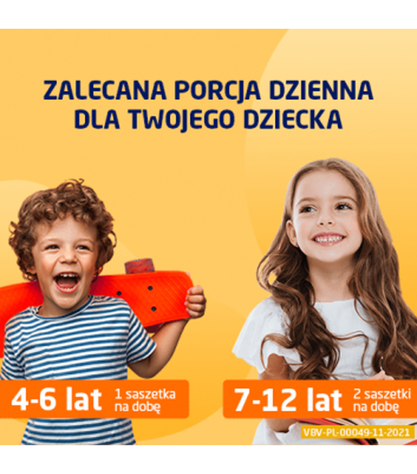 VIBOVIT JUNIOR Pomarańczowy - 14 sasz. Witaminy dla dzieci od 4 do 12 lat.