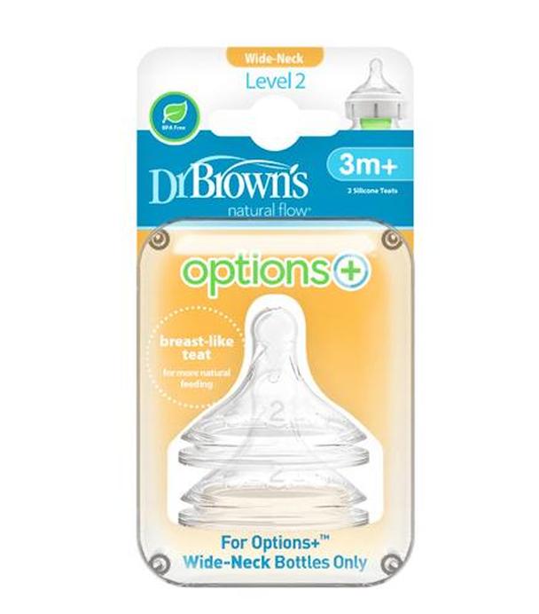 DR BROWN'S Smoczek do butelki Options+ Szeroka szyjka 3m+ - 2 szt. - cena, właściwości, opinie