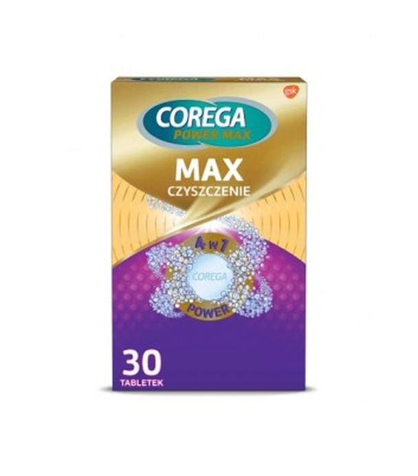 Corega Max Czyszczenie Tabletki do czyszczenia protez zębowych 4w1 z aktywnym tlenem, 30 tabletek