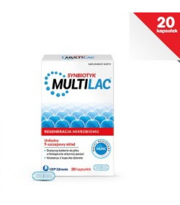 Multilac, synbiotyk (probiotyk + prebiotyk), , kapsułki, 20 sztuk