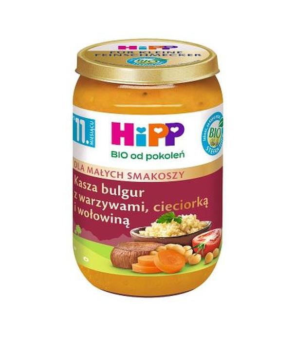 HiPP BIO od pokoleń, Kasza bulgur z warzywami, cieciorką i wołowiną, po 11. m-cu, 220 g - ważny do 2025-08-31