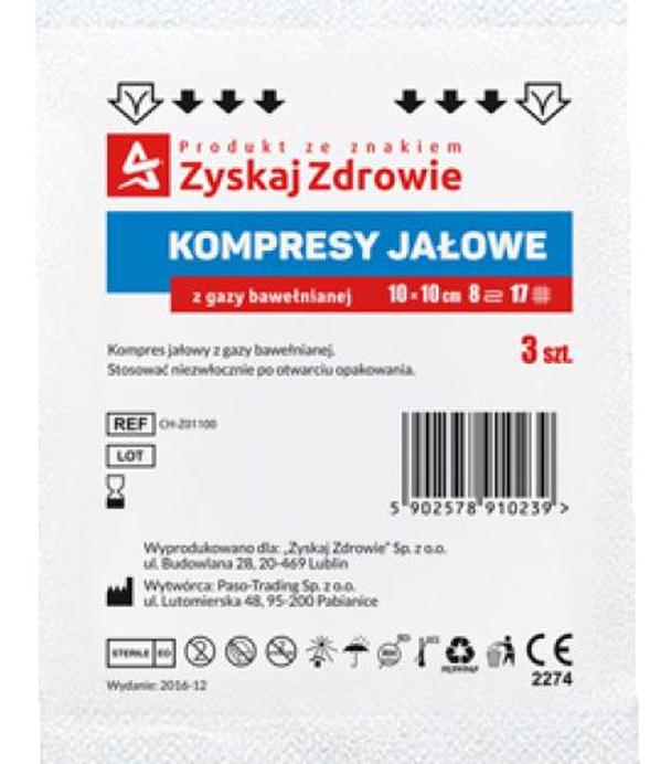 Zyskaj Zdrowie Kompresy jałowe z gazy 17 nitkowe 8 warstwowe 10 x 10 cm 3 sztuki