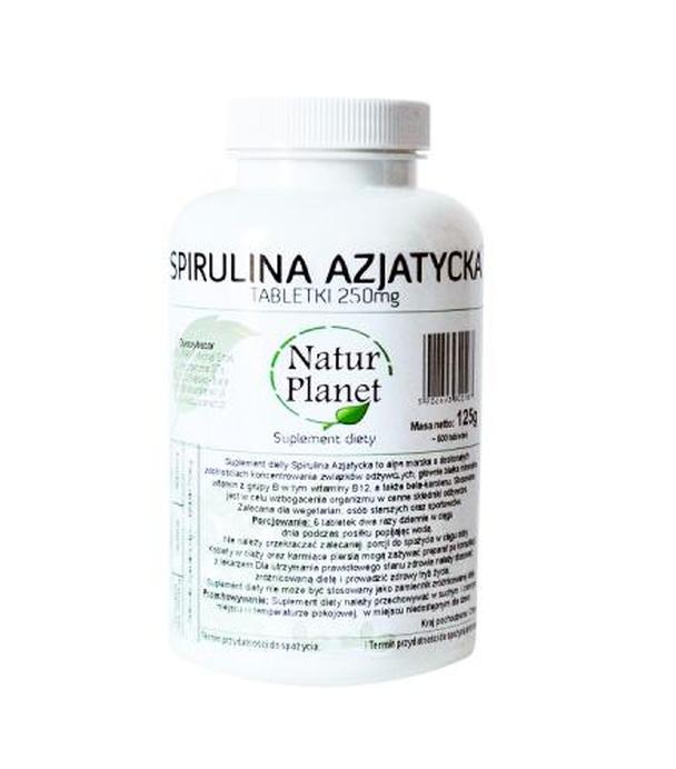 NATUR PLANET Spirulina azjatycka tabletki - 125 g - źródło białka - cena, opinie, właściwości