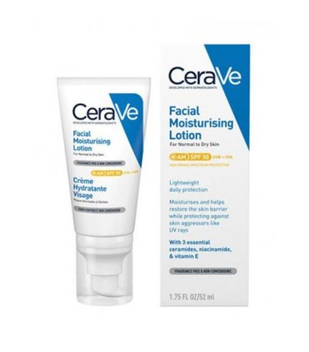 CeraVe, nawilżający krem do twarzy SPF 50, 52 ml