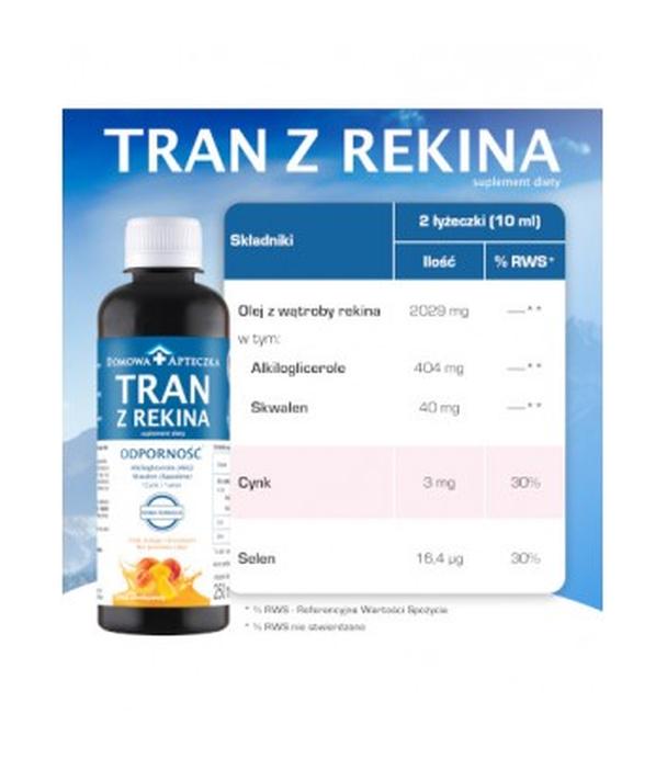 Domowa Apteczka Tran z rekina Odporność Smak mango i brzoskwini, 250 ml