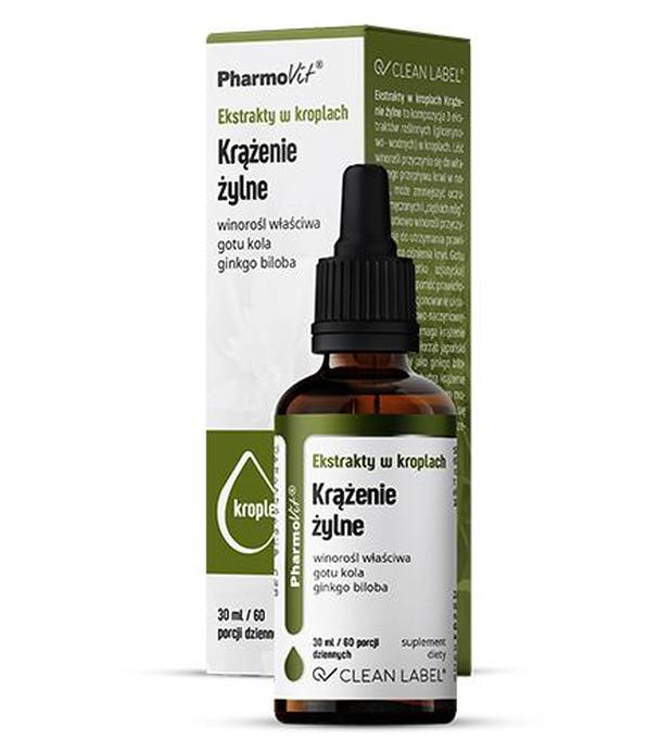 Pharmovit Ekstrakty w kroplach Krążenie żylne, 30 ml, cena, opinie, wskazania