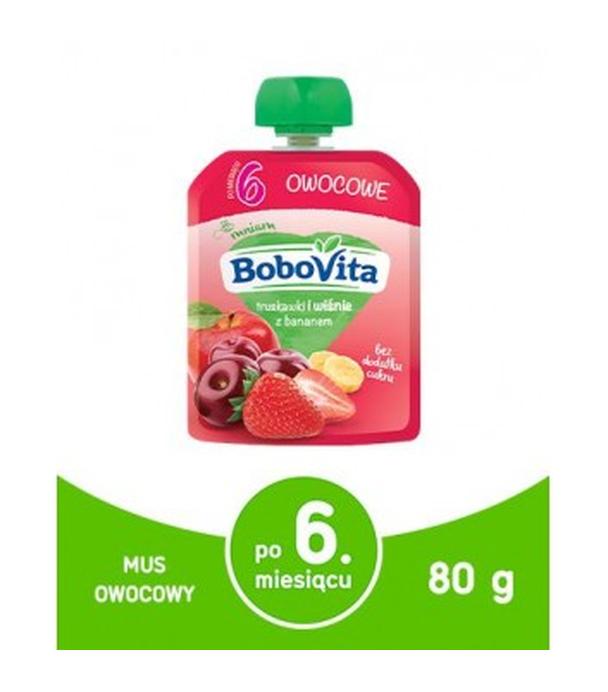 BOBOVITA MUS Truskawki i wiśnie z bananem po 6 m-cu - 80 g - ważny do 2025-09-16