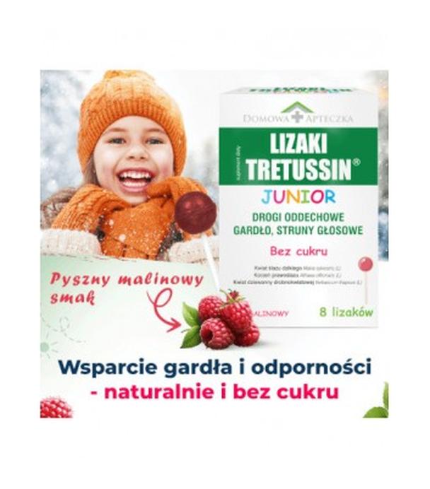 Tretussin Junior Lizaki smak malinowy, 8 sztuk