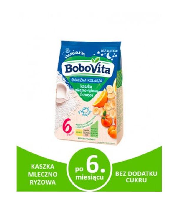 BoboVita Smaczna Kolacja Kaszka mleczno-­ryżowa 3 owoce po 6. miesiącu - 230 g - cena, opinie, właściwości