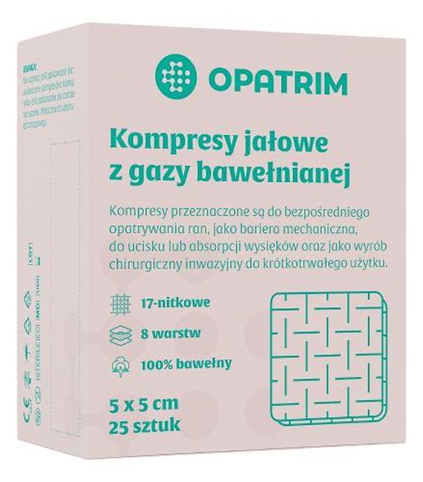 Opatrim Kompresy jałowe z gazy bawełnianej 5 x 5 cm, 25 sztuk