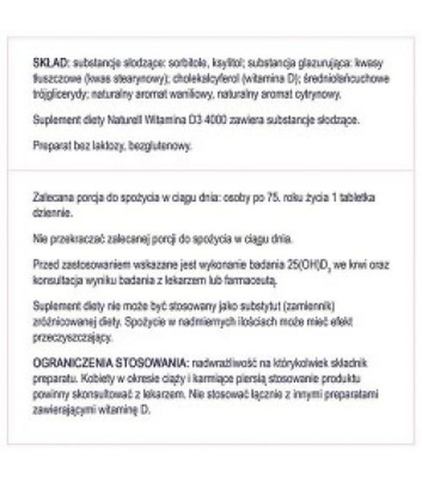 NATURELL Witamina D3 4000 j.m., 60 tabl.