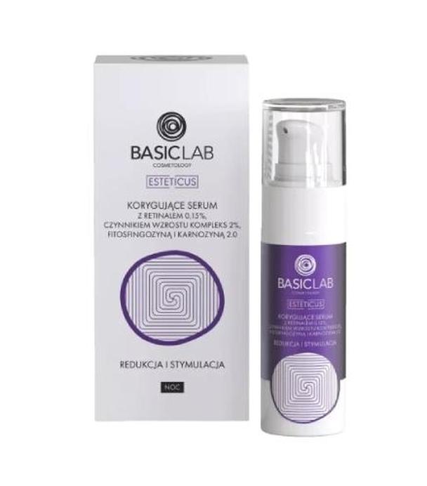 BasicLab Korygujące serum z retinalem 0,15%, czynnikiem wzrostu kompleks 2%, fitosfingozyną i Karnozyną 2.0, 30 ml - ważny do 2025-08-30