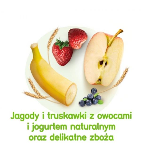 BOBOVITA  MUS Jagody i truskawki z owocami i jogurtem oraz delikatne zboża, po 10 miesiącu - 80 g