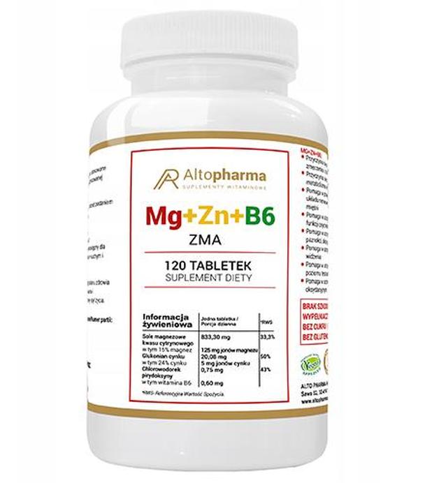 Altopharma Mg+Zn+B6 - 120 tabl. - cena, opinie, stosowanie