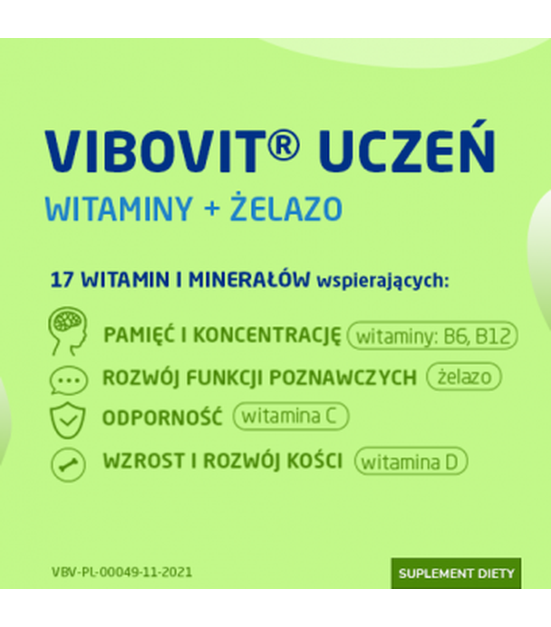 VIBOVIT UCZEŃ Witaminy + Żelazo, 30 tabletek