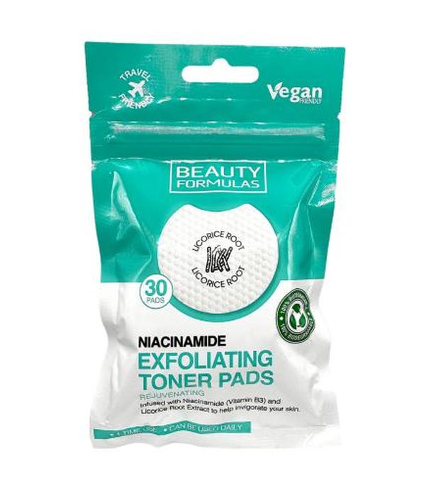 Beauty Formulas, Złuszczające nasączone Płatki z niacynamidem, 30 sztuk