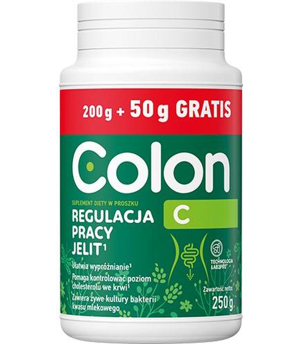 COLON C Proszek - 250 g. Wysoka zawartość błonnika dla zdrowia jelit, błonnik, na zaparcia.