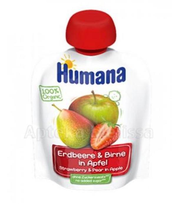 HUMANA 100% ORGANIC Mus Jabłko-Gruszka-Truskawka po 8 miesiącu - 90 g - ważny do 2025-10-28