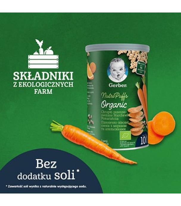 Gerber Organic Chrupki pszenno - owsiane Marchewka Pomarańcza Nutri Puffs po 10 miesiącu - 35 g - cena, opinie, składniki