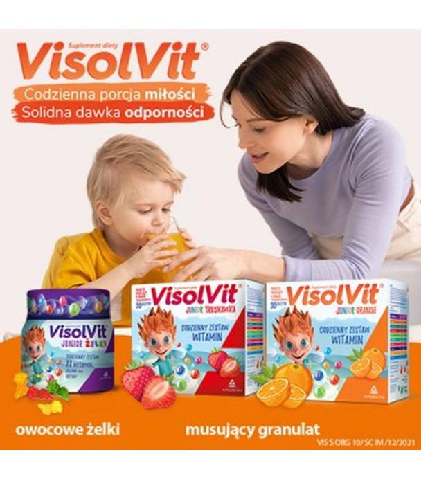 VisolVit Junior Orange, witaminy dla dzieci po 3 r.ż., musujący proszek o smaku pomarańczowym, 10 sasz., cena, opinie, wskazania