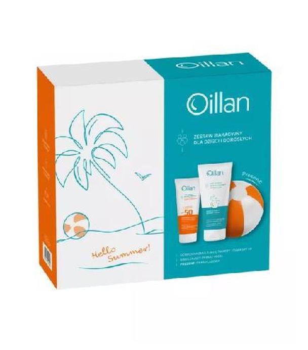 Oillan Zestaw wakacyjny, Ochronna emulsja do twarzy i ciała z filtrem SPF50, 100 ml + Dermo-krem, 200 ml
