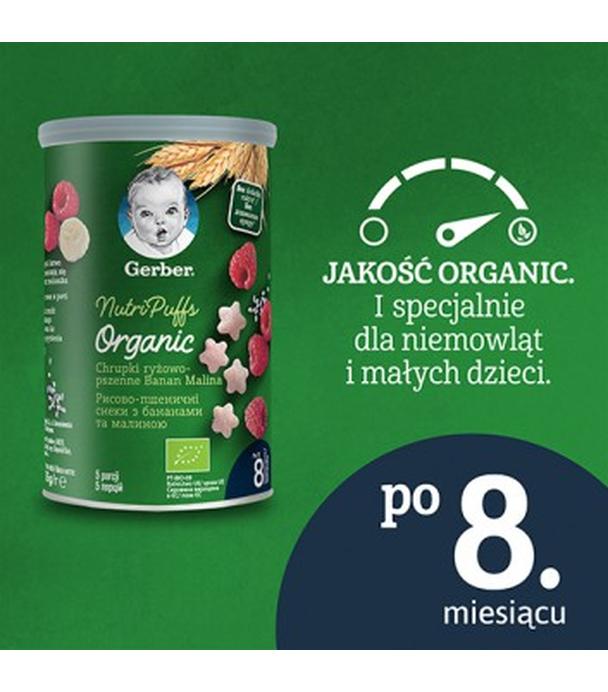 Gerber Organic Chrupki ryżowo pszenne banan, malina dla niemowląt po 8. miesiącu - 35 g - cena, opinie, składniki