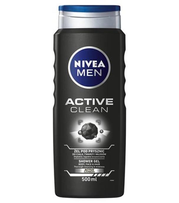 Nivea Men Active Clean Żel pod prysznic do ciała, twarzy i włosów z węglem aktywnym, 500 ml