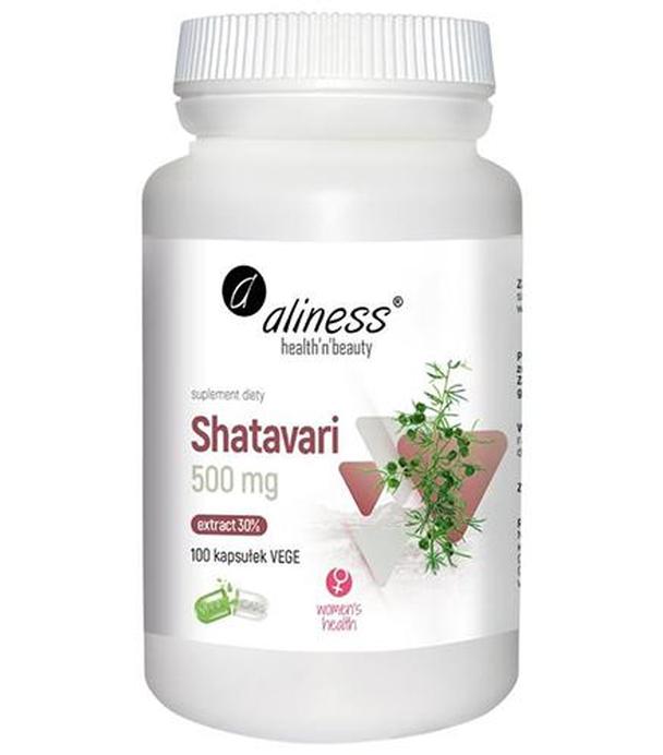 Aliness Shatavari 30% 500 mg, Dla równowagi hormonalnej, 100 kaps., cena, opinie, właściwości