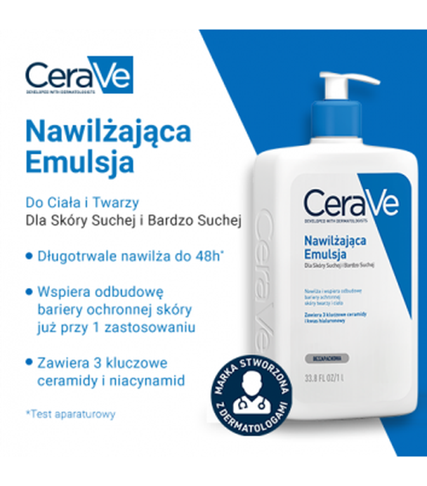 CeraVe Nawilżająca emulsja do skóry suchej i bardzo suchej, 1000 ml