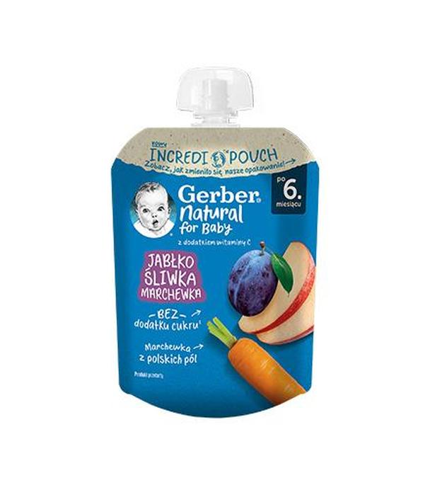 Gerber Natural For Baby Deserek jabłko śliwka marchewka po 6. miesiącu, 80 g, cena, opinie, właściwości