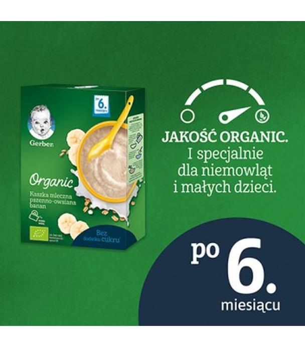 GERBER ORGANIC Kaszka mleczna pszenno-owsiana bananowa, po 6. miesiącu - 240 g