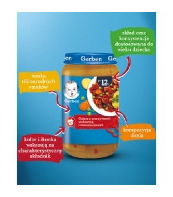 GERBER JUNIOR Obiadek gulasz z warzywami wołowiną i ziemniaczkami po 12 miesiącu - 250 g