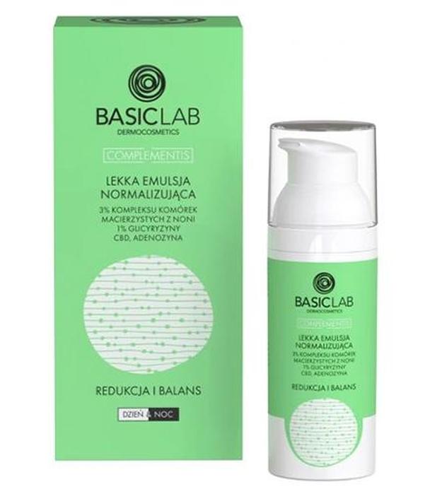 Basiclab Lekka Emulsja normalizująca 3% kompleks komórek macierzystych z noni 1% glicyryzyny, 50 ml