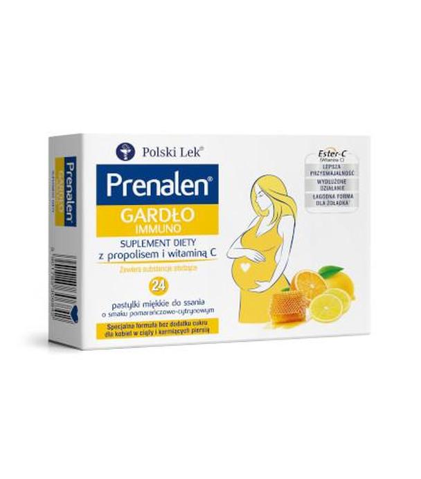 Prenalen Gardło Immuno z propolisem i witaminą C, 24 past., cena, opinie, wskazania