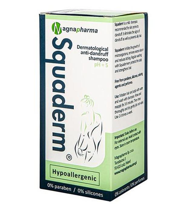 Squaderm Dermatologiczny szampon przeciwłupieżowy, 150 ml, cena, wskazania, właściwości