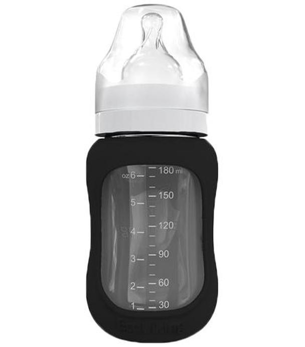 EcoViking Antykolkowa butelka szklana black z antykolkowym smoczkiem silikonowym 0 m+ - 180 ml - cena, opinie, wskazania