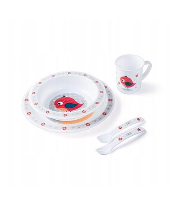 CANPOL BABIES Plastikowy zestaw stołowy Cute Animals 4/401, kolor czerwony - 1 szt.