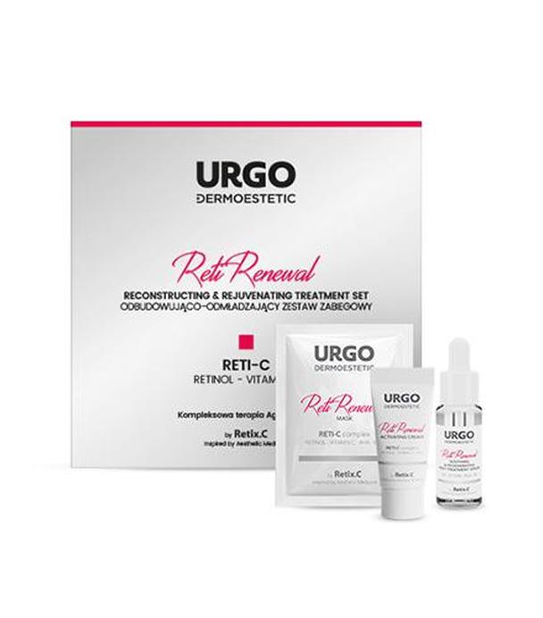Urgo Dermoestetic Reti-Renewal Odbudowująco-Odmładzający Zestaw Zabiegowy RETI-C Krem aktywujący, 2 x 5 ml + Maska do twarzy szyi i dekoltu, 4 x 3 ml + Kojąco-Regenerujące Serum pozabiegowe, 10 ml - ważny do 2025-10-31