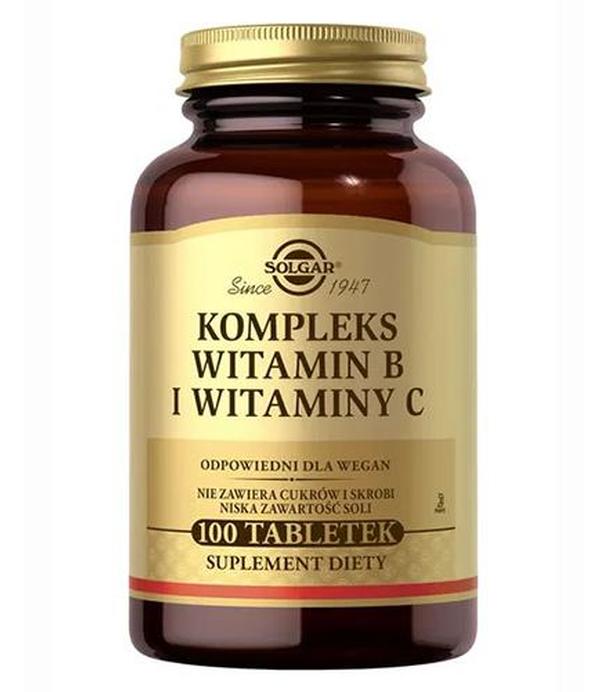 Solgar Kompleks witamin B i witaminy C, 100 tabl., cena, opinie, stosowanie