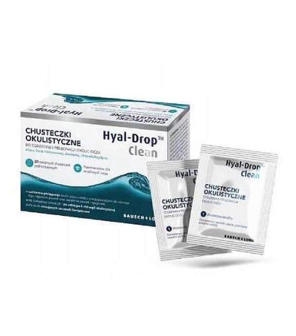Hyal-Drop Clean, chusteczki okulistyczne, saszetki, 20 sztuk