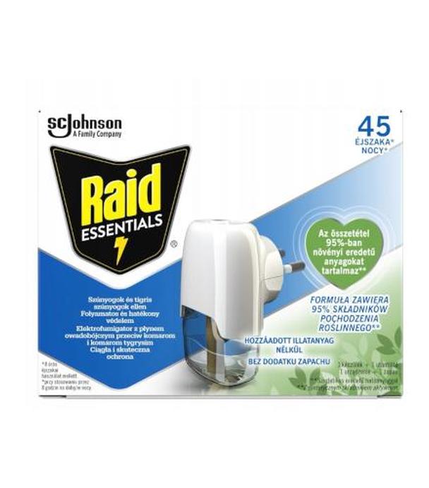 Raid Essentials, Urządzenie elektryczne z płynem przeciw komarom 45 nocy, 27 ml