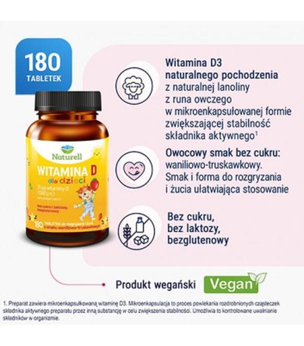 Naturell Witamina D dla dzieci, tabletki, 180 sztuk