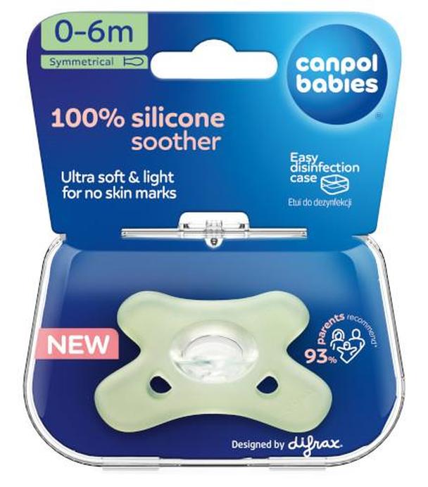 Canpol babies, smoczek 100% silikonowy 0-6 m symetryczny, 1 sztuka 24/001_gre