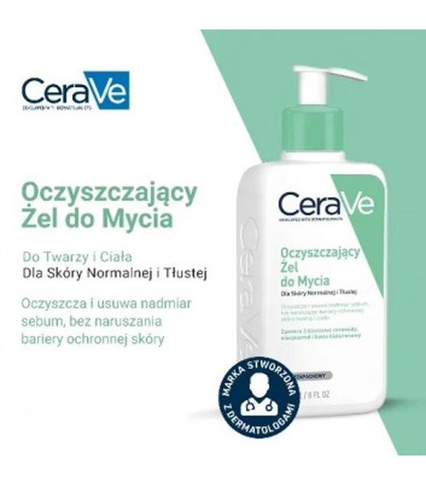 CeraVe, oczyszczający żel do mycia z ceramidami dla skóry normalnej i tłustej, 236 ml