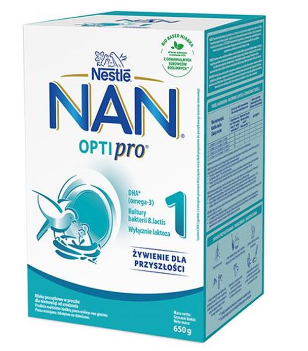 Nestle Nan Optipro 1, mleko początkowe dla niemowląt od urodzenia, 650 g - ważny do 2025-05-31