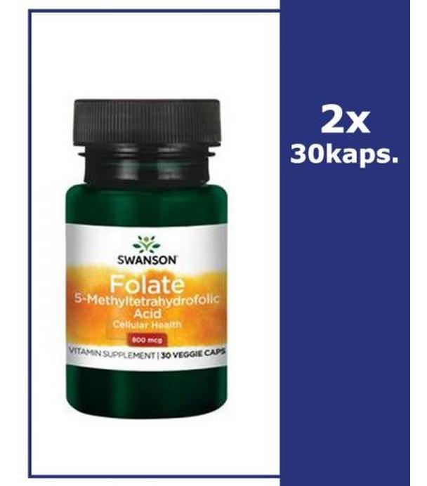 SWANSON Folian Quatrefolic 800 mcg, 2 x 30 kapsułek